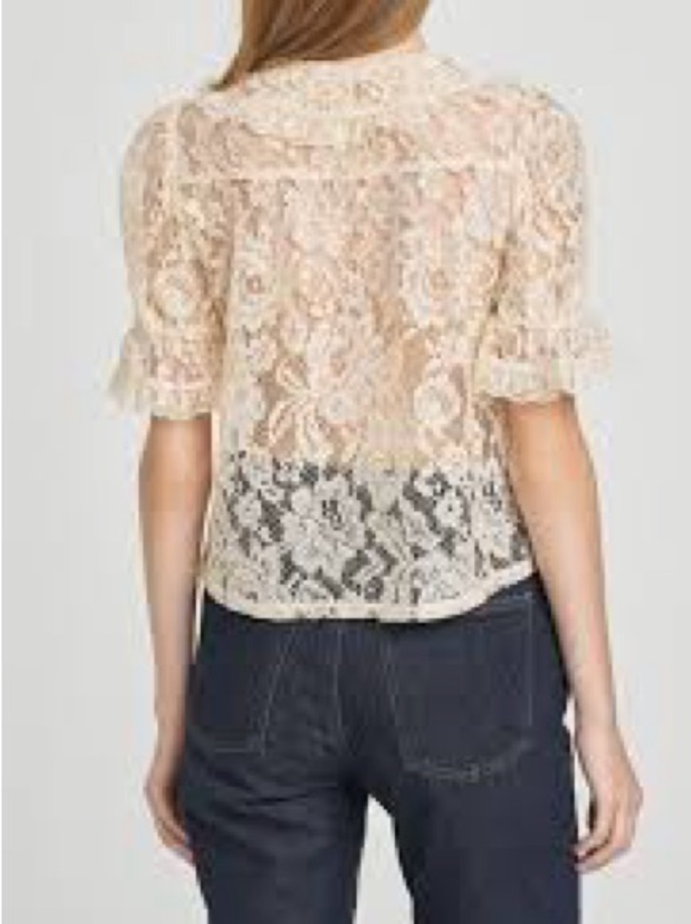 Wayf Cream Lace Ruffle Button Blouse - Picture 2 of 5